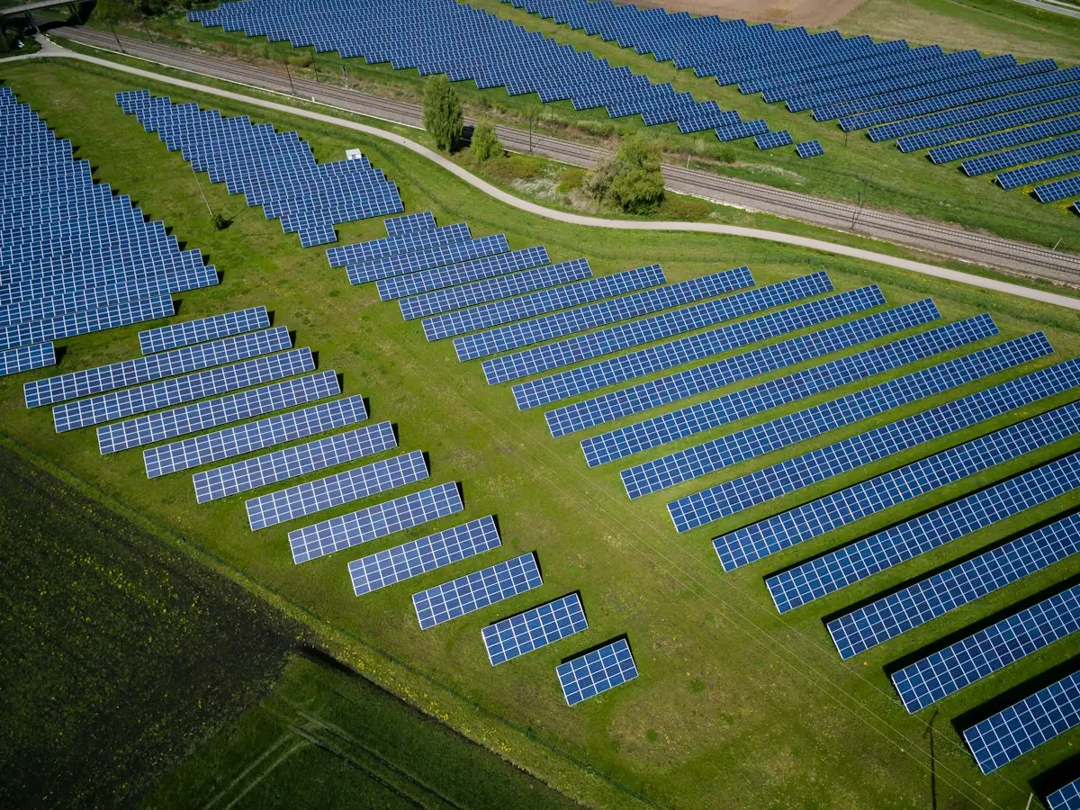 Aerial view of a solar farm